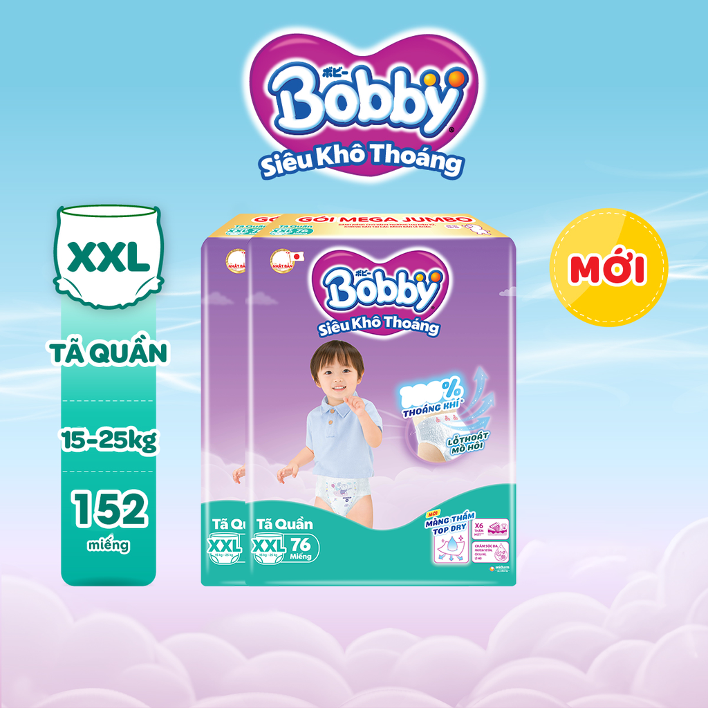 [COMBO 2] Bobby Tã bỉm quần M112/L96/XL84/XXL76 Siêu khô thoáng