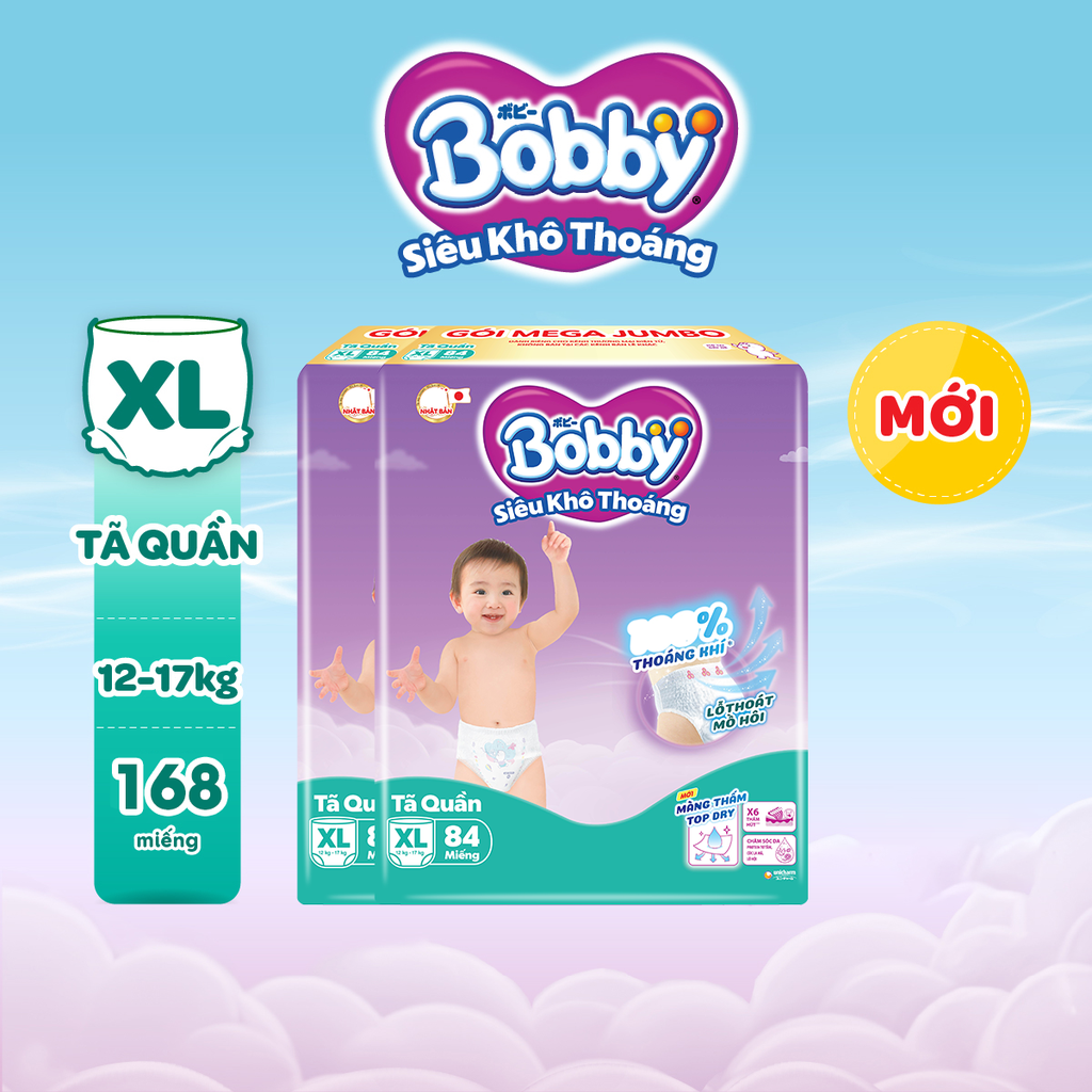 [COMBO 2] Bobby Tã bỉm quần M112/L96/XL84/XXL76 Siêu khô thoáng