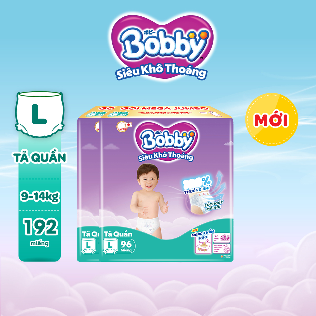[COMBO 2] Bobby Tã bỉm quần M112/L96/XL84/XXL76 Siêu khô thoáng