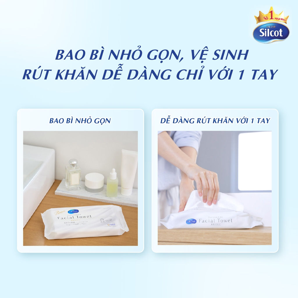 [COMBO 3-TẶNG DDVSPN COOL 150ML] Khăn khô lau mặt Silcot 40 miếng