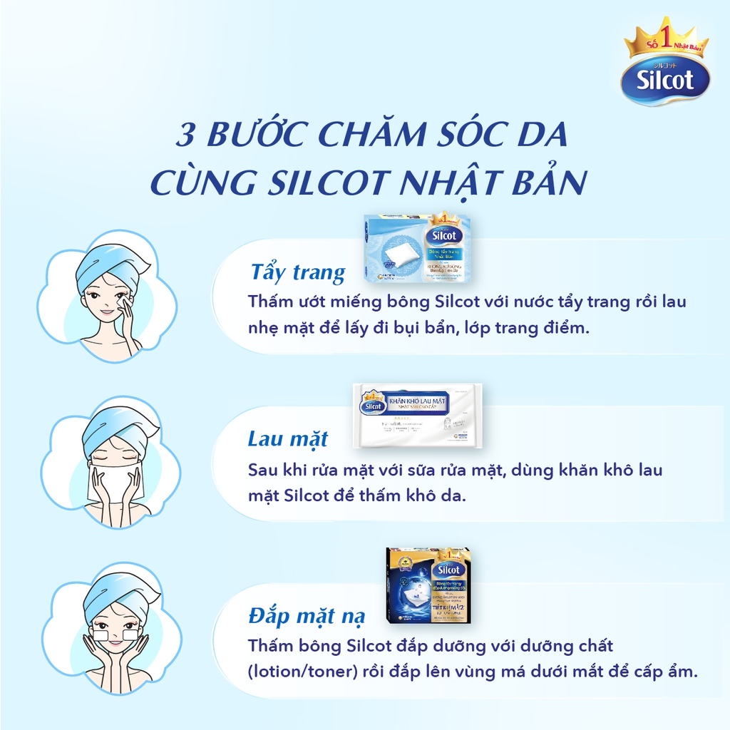 [COMBO 3-TẶNG DDVSPN COOL 150ML] Khăn khô lau mặt Silcot 40 miếng