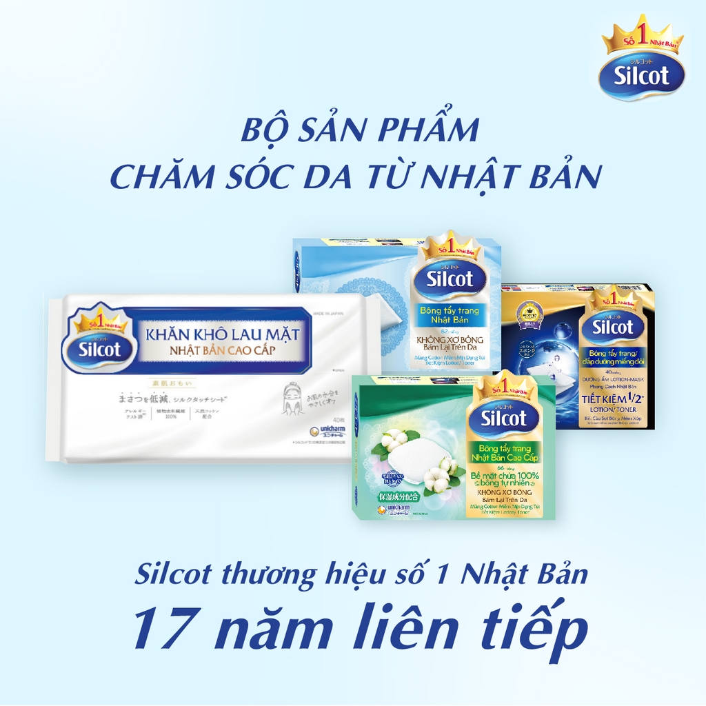 [COMBO 3-TẶNG DDVSPN COOL 150ML] Khăn khô lau mặt Silcot 40 miếng