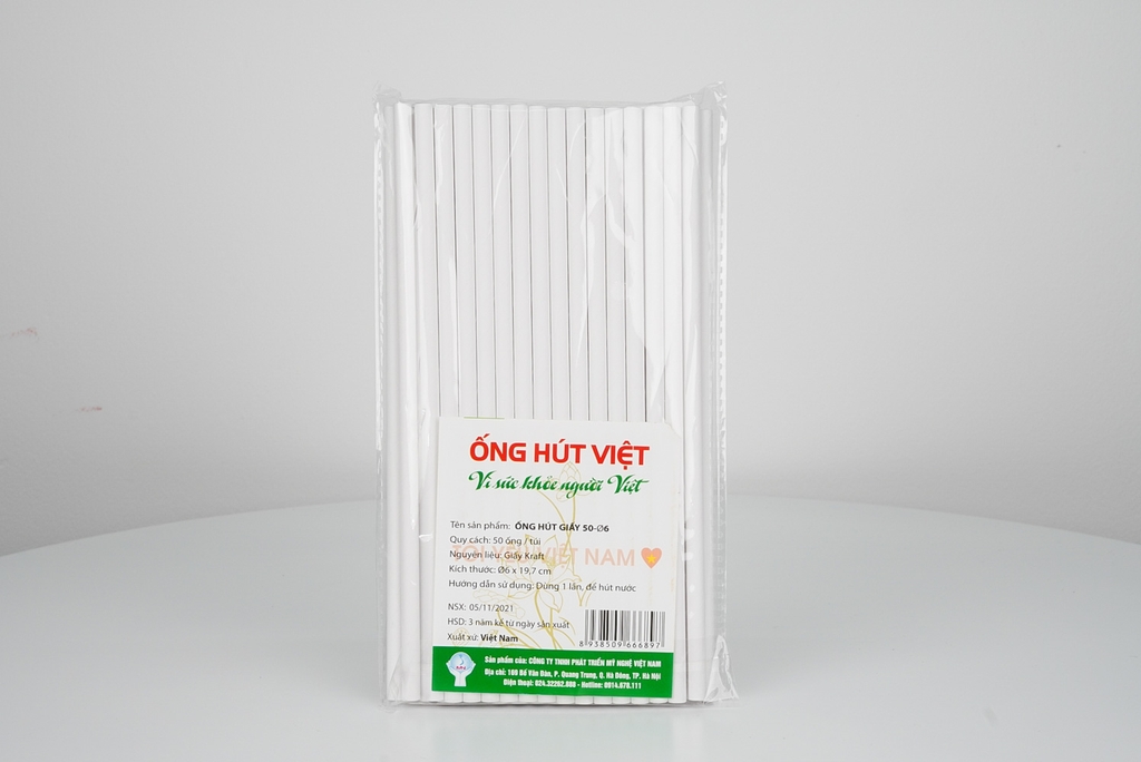 Ống hút giấy Diệp Minh Xanh - 50P6 - Gói 50 ống hút