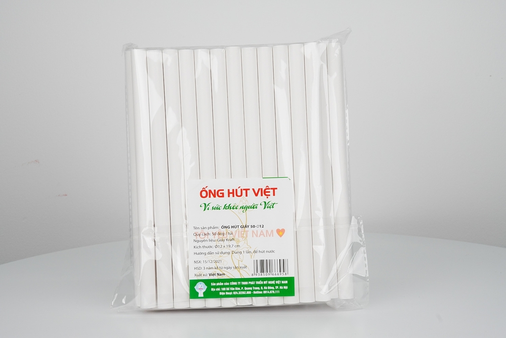 Ống hút giấy Diệp Minh Xanh - 50P12 - Gói 50 ống hút