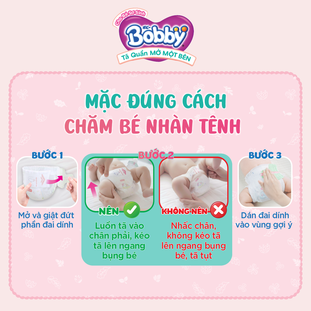 [COMBO 4] Bobby Tã bỉm quần Mở Một Bên size NB70+6/S80/S-M 62 miếng
