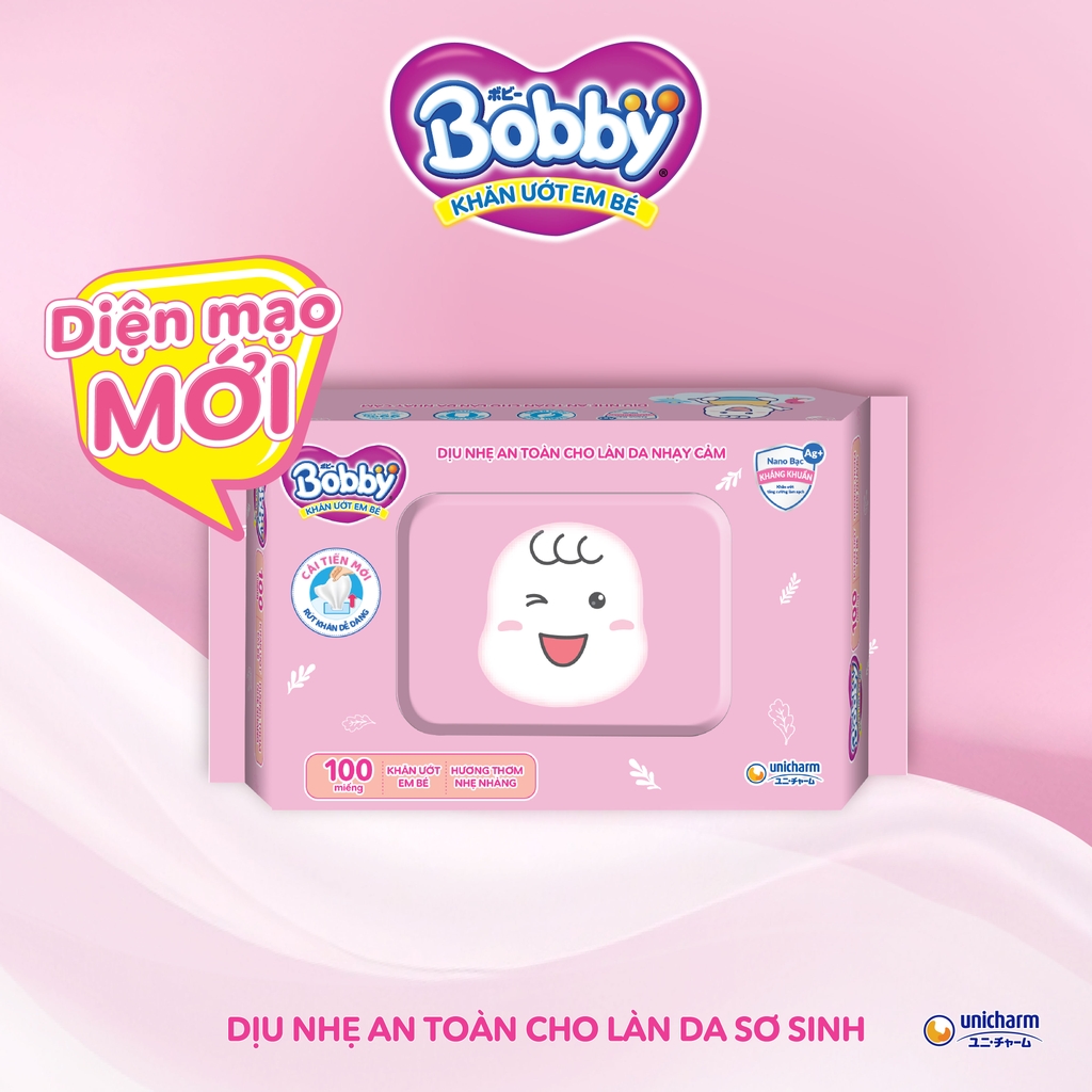 [THÙNG 16 GÓI] Khăn ướt Bobby Care không hương/có hương - gói 100 tờ