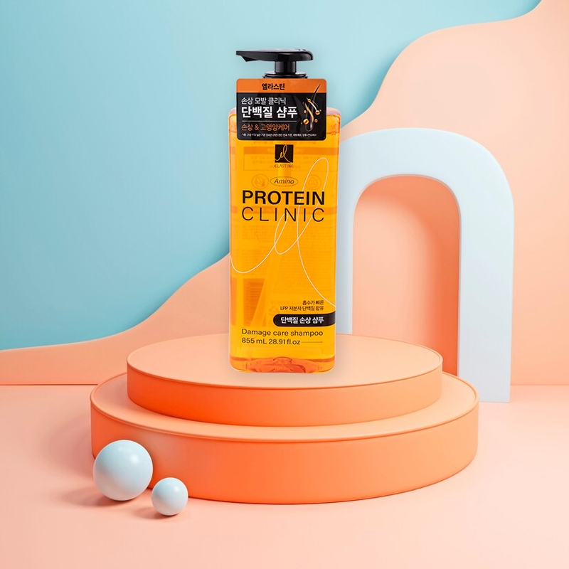 Dầu Gội Chăm Sóc Tóc Hư Tổn Elastine Amino Protein Clinic Damage Care Shampoo 855ml