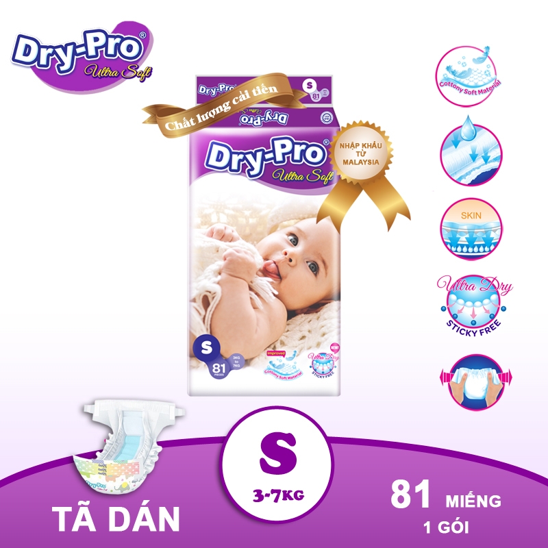 [Tặng 1 cây rửa bình Pur] Tã dán Drypro S81