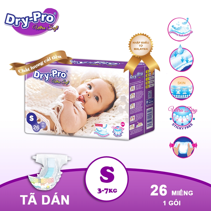 [Tặng 1 bộ muỗng Pur 3 cái] Tã dán Drypro S26