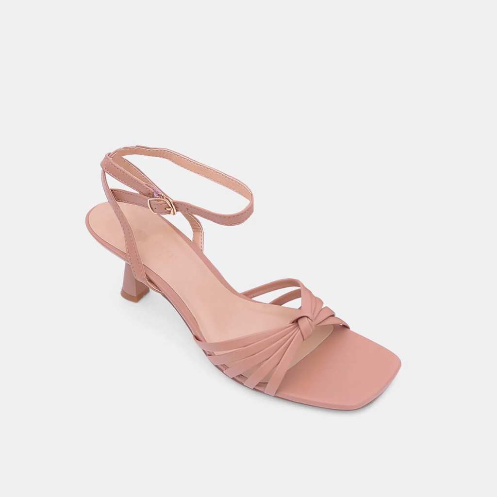 Sandal mũi vuông 7cm Zelda Star phối quai chéo SN0400521 - Nude