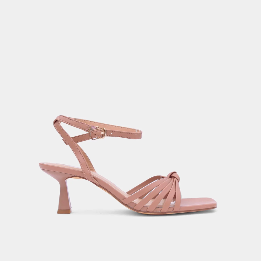 Sandal mũi vuông 7cm Zelda Star phối quai chéo SN0400521 - Nude