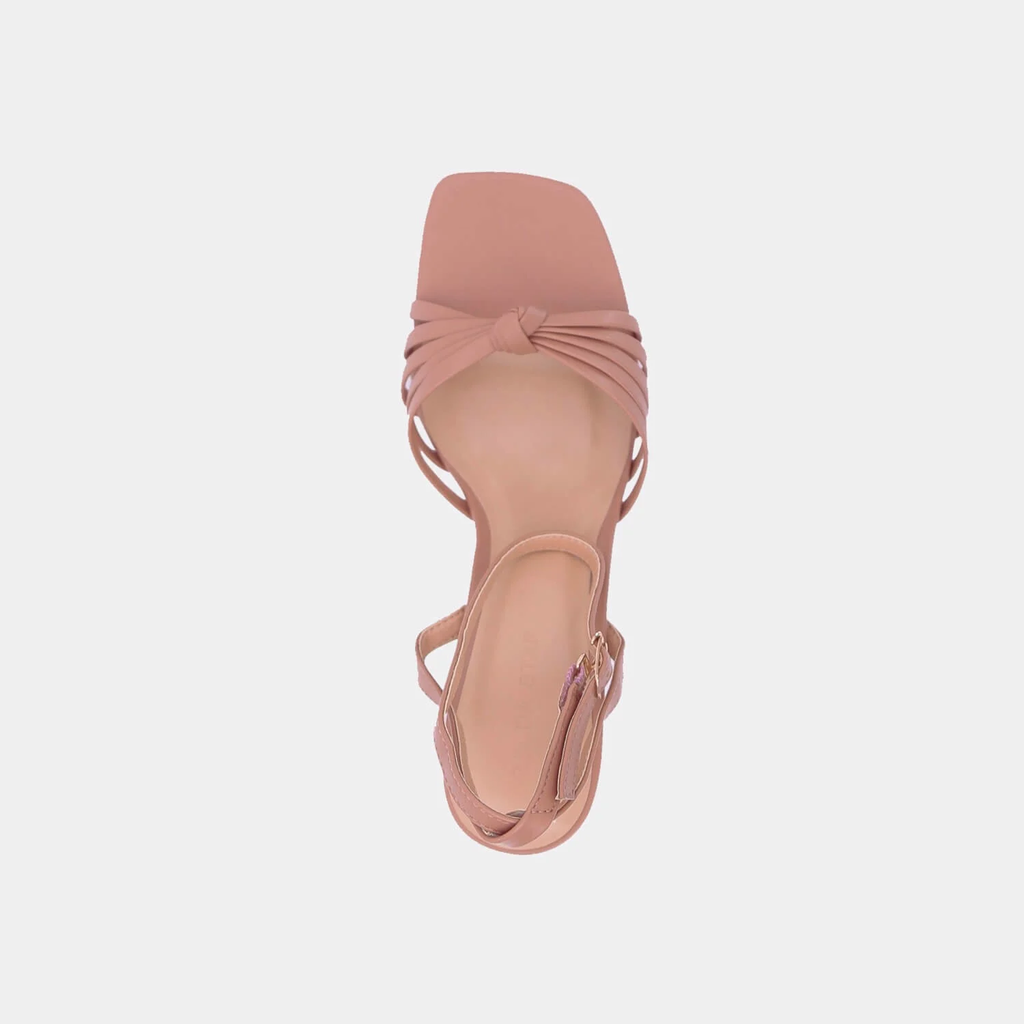 Sandal mũi vuông 7cm Zelda Star phối quai chéo SN0400521 - Nude