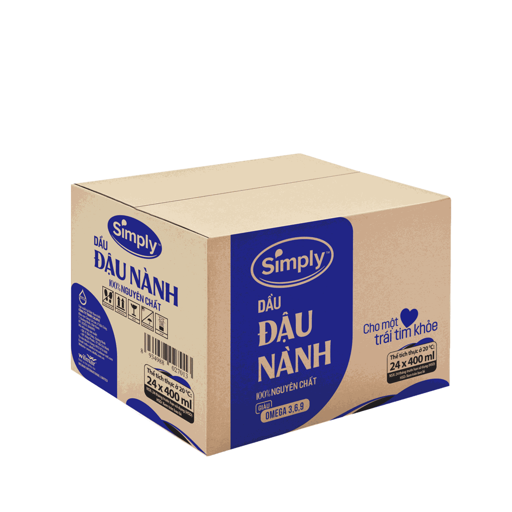 [THÙNG 12 CHAI] Dầu đậu nành Simply 100% nguyên chất 1L