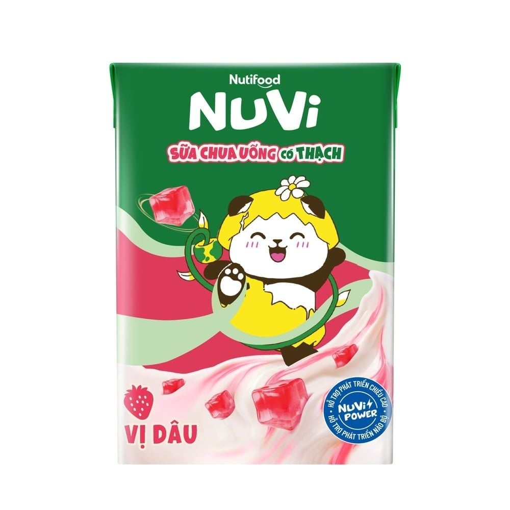[Thùng 48 hộp] Nuvi Sữa Chua Uống Hương Dâu Có Thạch Hộp 100ml