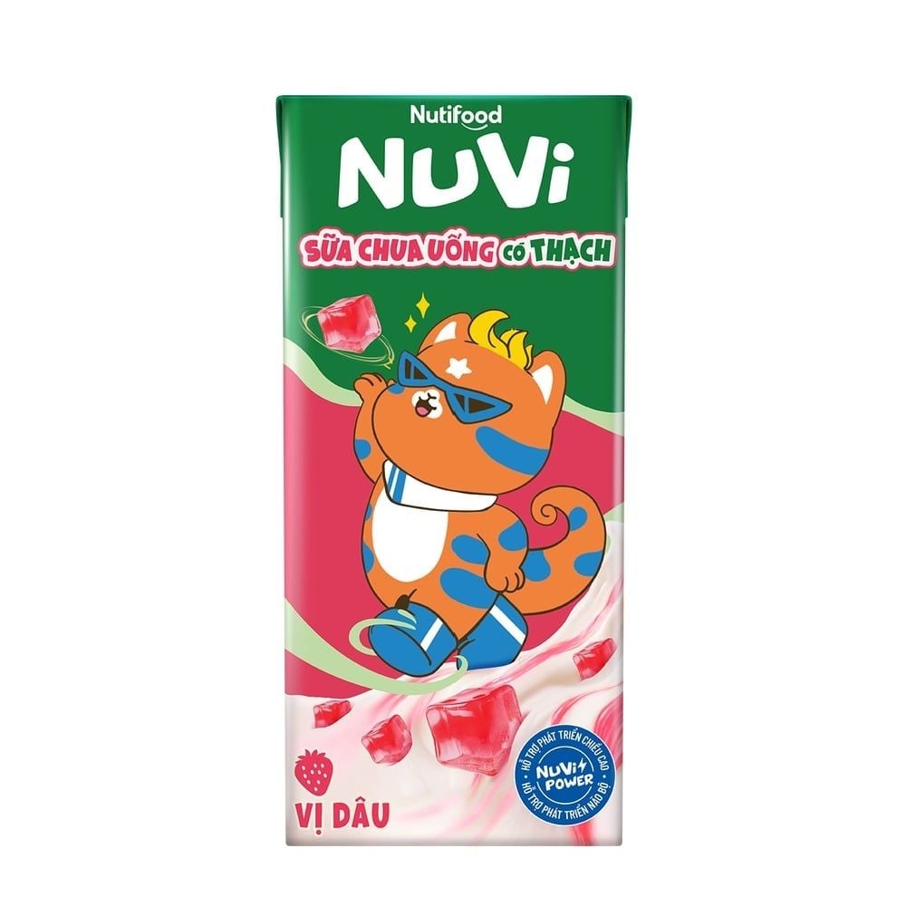 [Thùng 48 hộp] Nuvi Sữa Chua Uống Hương Dâu Có Thạch Hộp 170ml