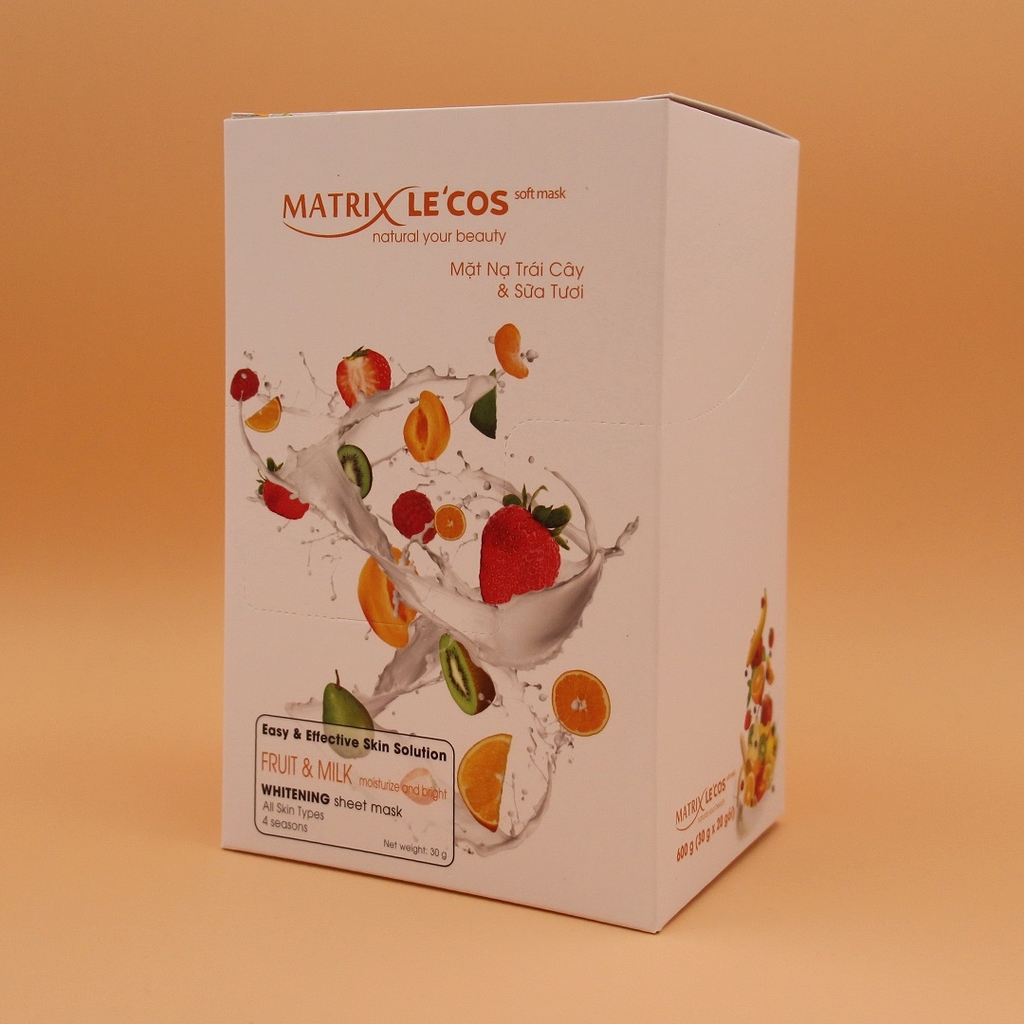 Mặt nạ Matrix Le'cos trái cây & sữa tươi (Hộp 20 chiếc x 30g)
