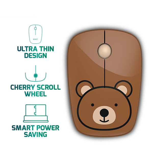 Chuột không dây 2.4GHz ROBOT M220 Brown Bear -  1600DPI (Kèm pin)