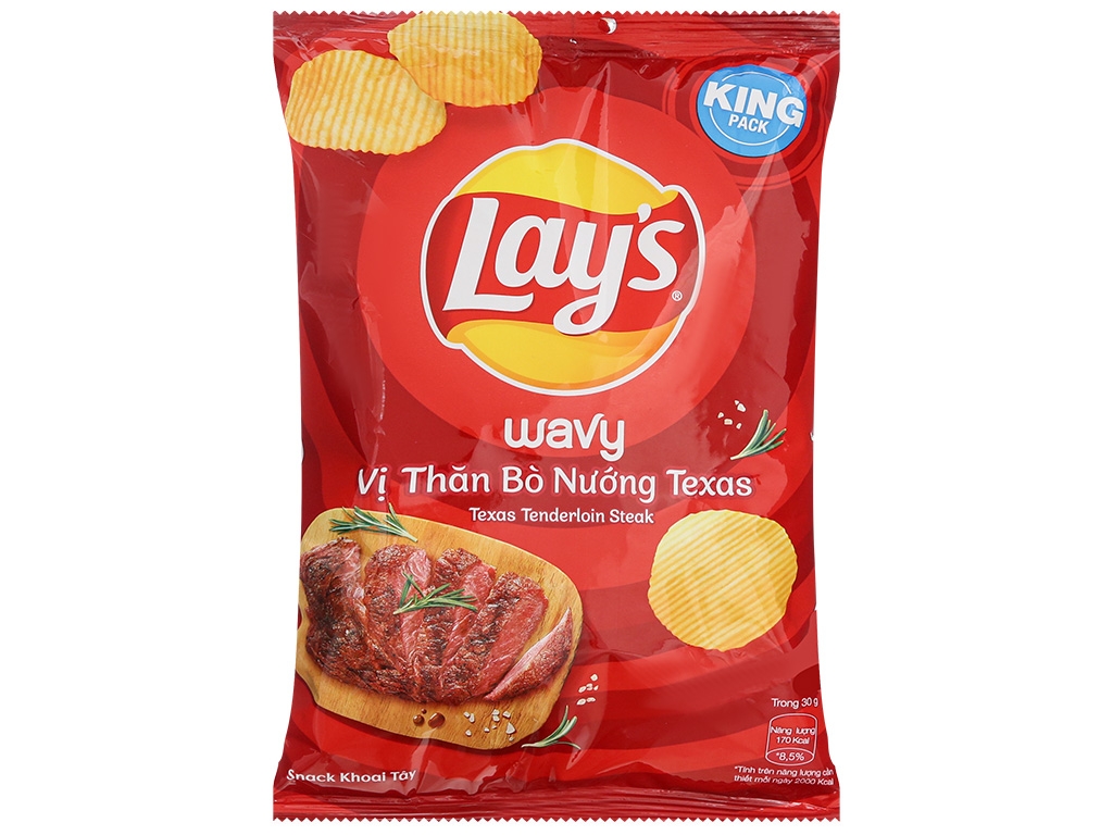 Lay's Wavy Vị Thăn Bò Nướng Texas gói 53g