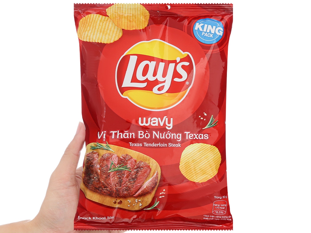 Lay's Wavy Vị Thăn Bò Nướng Texas gói 53g