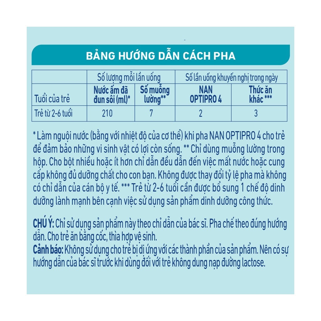 Sữa bột Nestle Nan số 4 cho bé từ 2 - 6 tuổi - 1700g