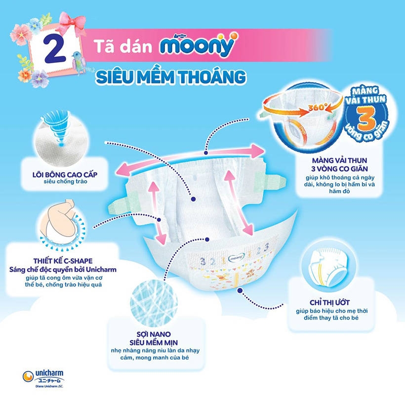 Tã/Bỉm dán Moony M64