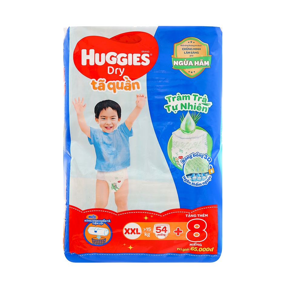 [Tặng thêm 8 miếng] Tã/bỉm quần Huggies XXL54