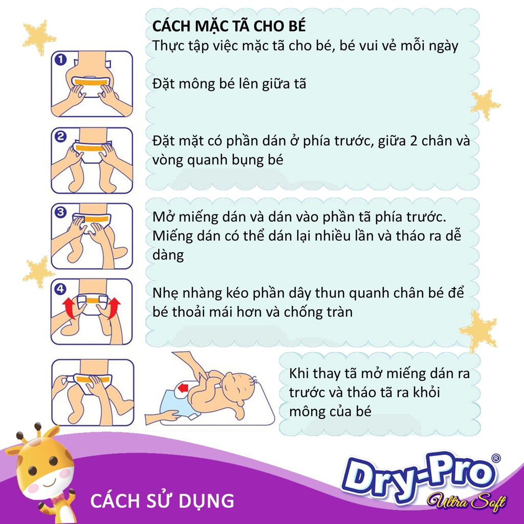 [Tặng 1 cây rửa bình Pur] Tã dán Drypro L60