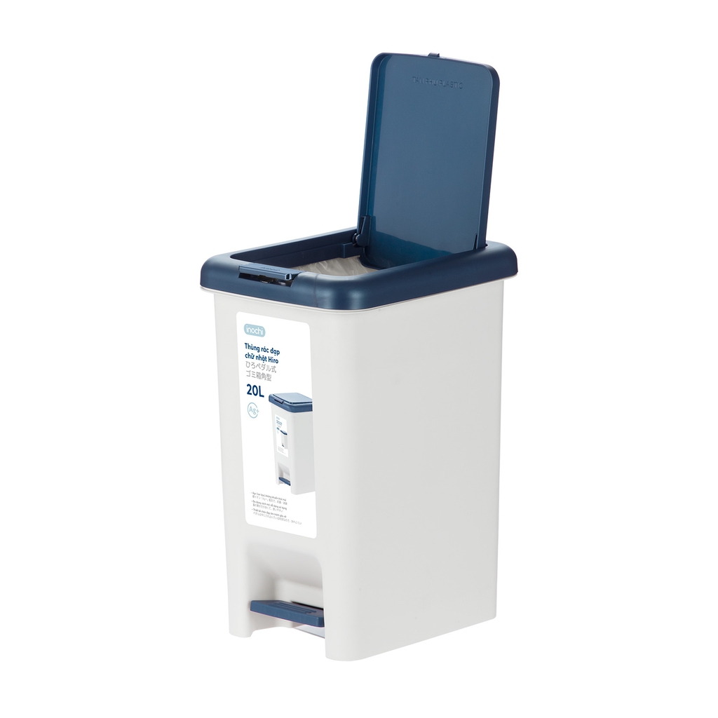 Thùng rác đạp chữ nhật Hiro 20L (Kèm ruột)