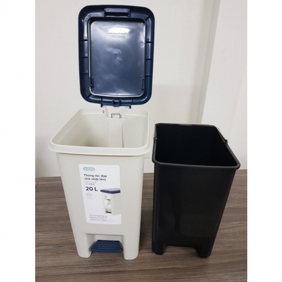 Thùng rác đạp chữ nhật Hiro 20L (Kèm ruột)