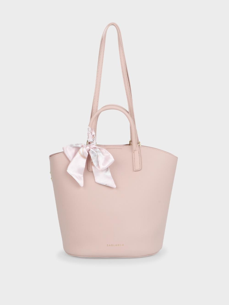 Túi tote hình thang phối nơ vải Sablanca TO0057 - Hồng