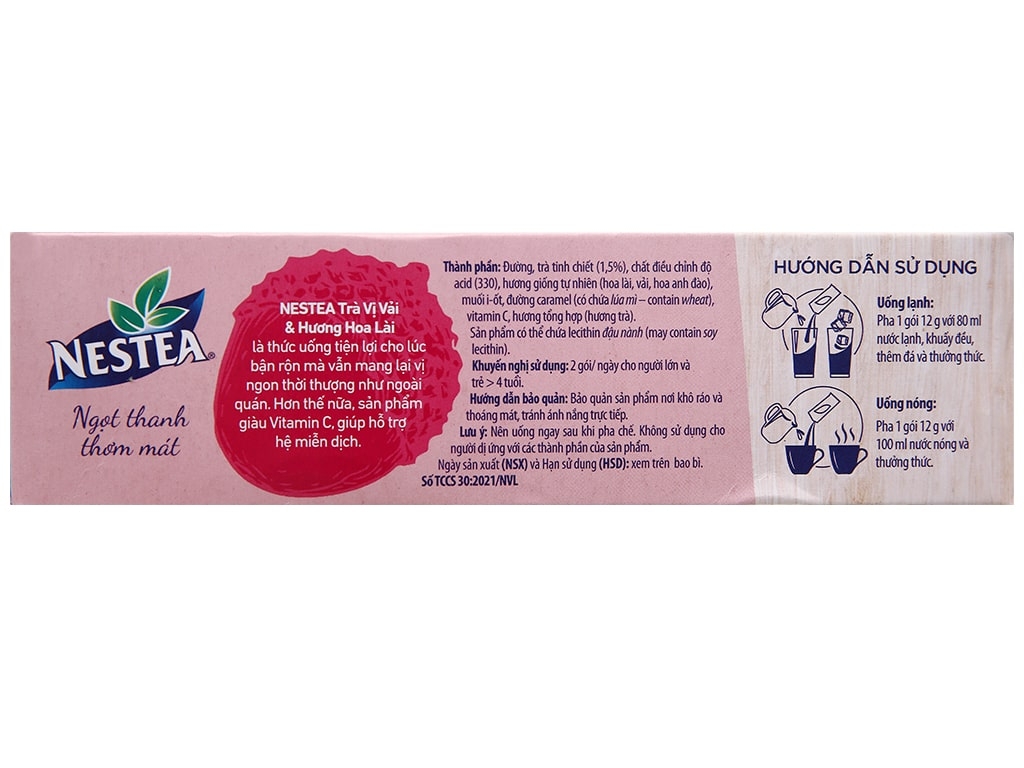 Trà NESTEA vị vải và hương hoa lài hộp 144g (12 gói x 12g)