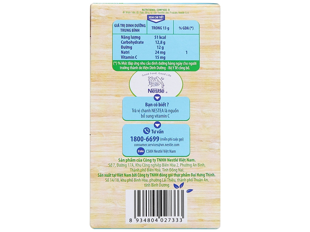 Trà NESTEA vị chanh hộp 195g (15 gói x 13g)