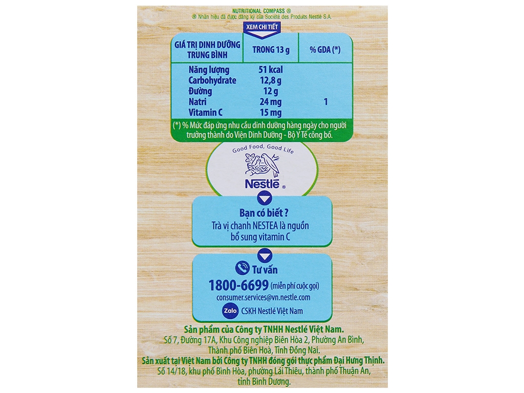 Trà NESTEA vị chanh hộp 195g (15 gói x 13g)