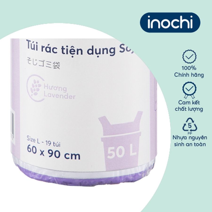 Túi rác tiện dụng Soji 50L x 19 túi (Size L) - Hương Lavender