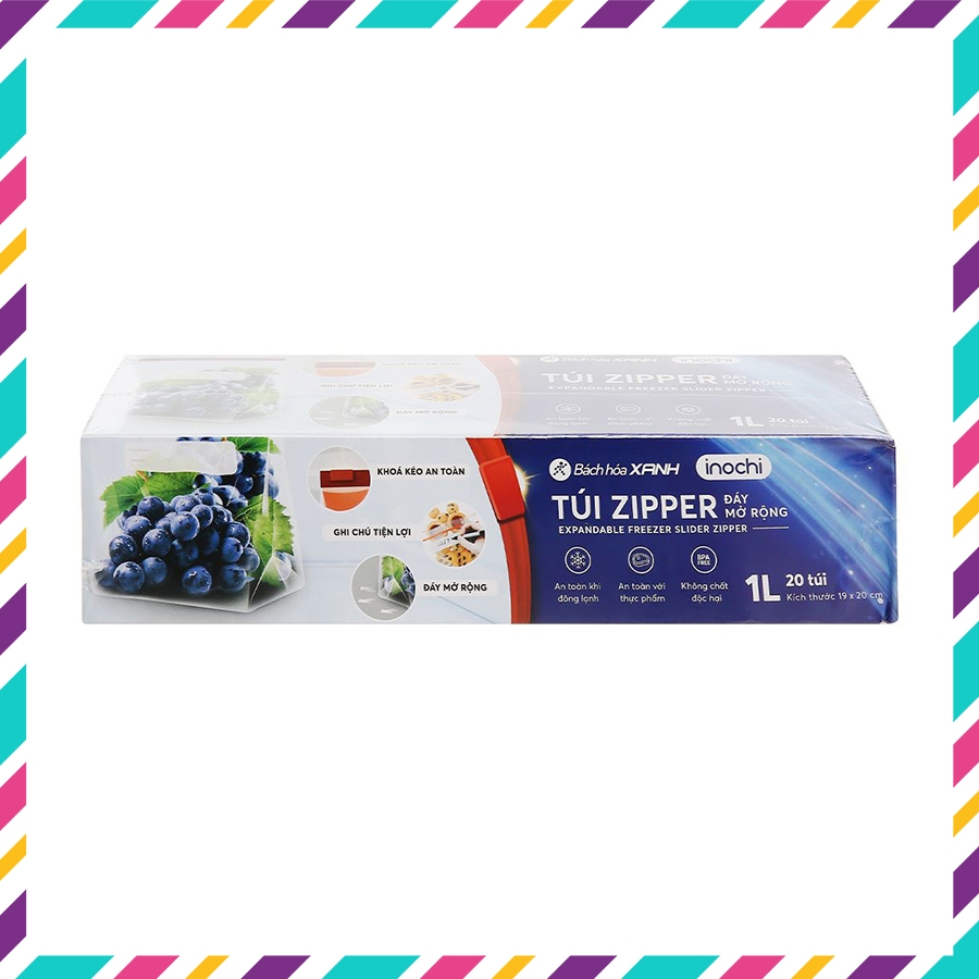 Túi zipper đa năng Shinshen 1L (có khóa kéo loại đáy mở rộng)
