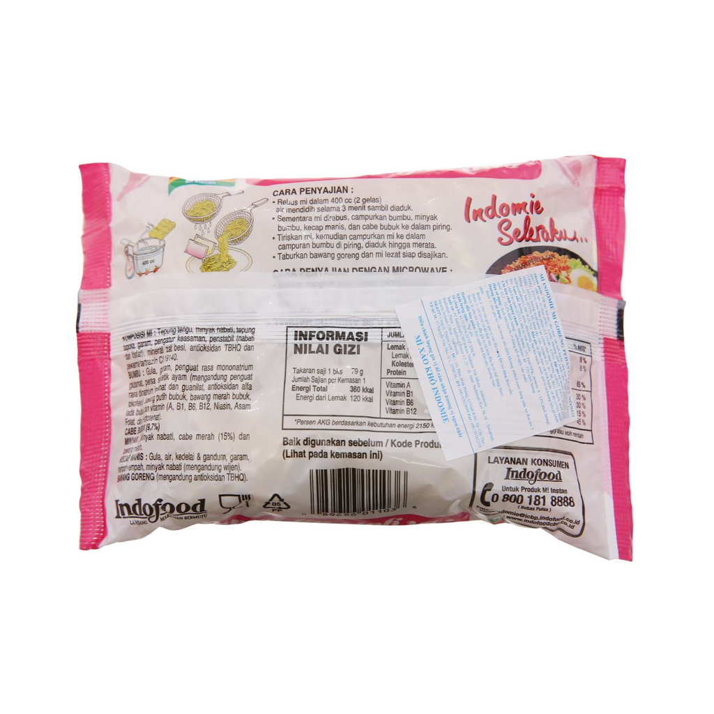 [Thùng 40 gói] Indomie Mì Xào Khô Mi Goreng Pedas Vị Cay Nồng Gói 79g