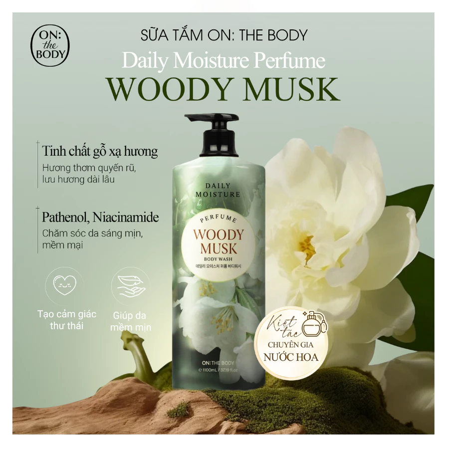 Sữa Tắm ON: THE BODY Daily Moisture Perfume Body Wash Woody Musk Scent 1100ml