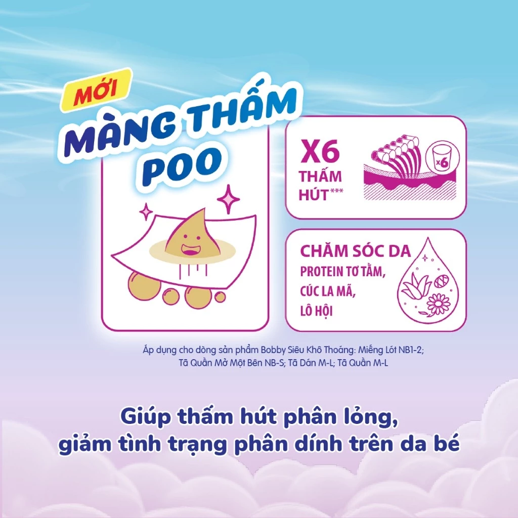 [COMBO 4] Bobby Tã bỉm dán S80/M76/L68/XL62/XXL56 Siêu khô thoáng