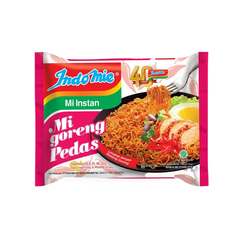 [Thùng 40 gói] Indomie Mì Xào Khô Mi Goreng Pedas Vị Cay Nồng Gói 79g