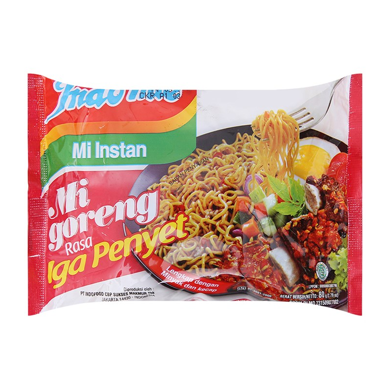 [Thùng 40 gói] Indomie Mì Xào Khô Mi Goreng Rasa Iga Penyet Vị Sườn Gói 80g