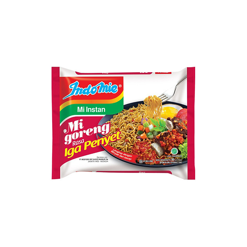 [Thùng 40 gói] Indomie Mì Xào Khô Mi Goreng Rasa Iga Penyet Vị Sườn Gói 80g