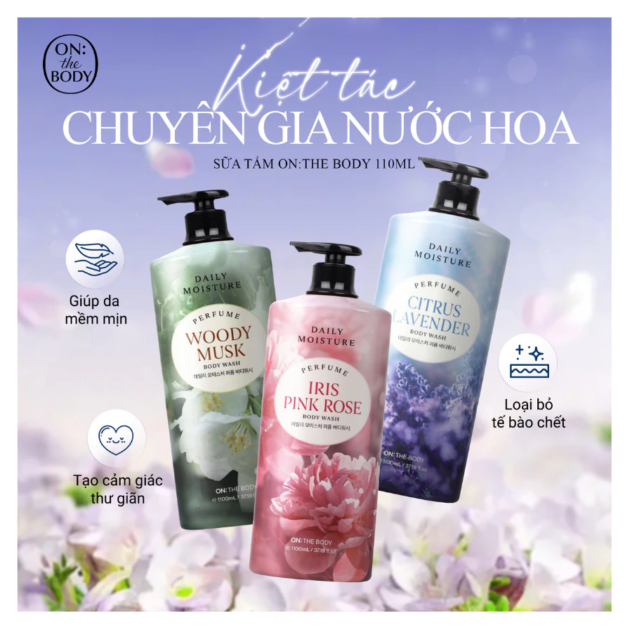 Sữa Tắm ON: THE BODY Daily Moisture Perfume Body Wash Woody Musk Scent 1100ml