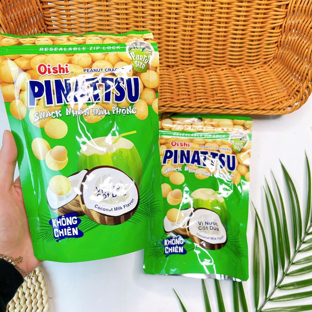[THÙNG 20] Oishi Pinattsu Snack Đậu Phộng Rang Vị Nước Cốt Dừa Gói 80g