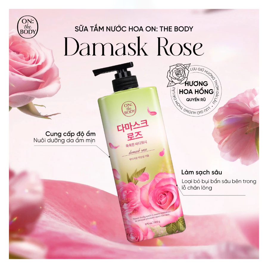Sữa Tắm ON: THE BODY Flower Damask Rose Body Wash 900g