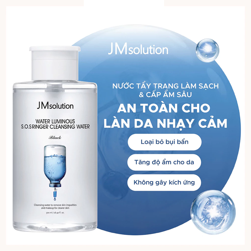 Nước Tẩy Trang JMsolution Water Luminous SOS Ringer Cleansing Water Black chai 500ml