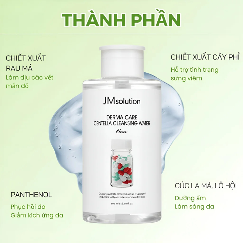 Nước Tẩy Trang JMsolution Derma Care Centella Cleansing Water Clear chai 500ml_545120