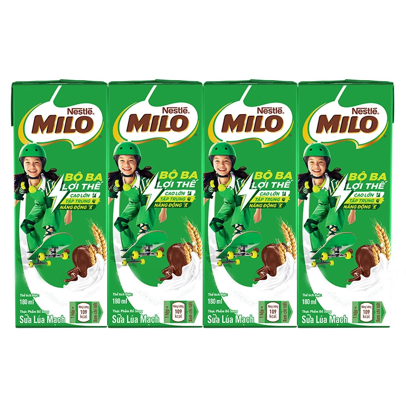 Sữa lúa mạch Nestle Milo lốc 4*180ml