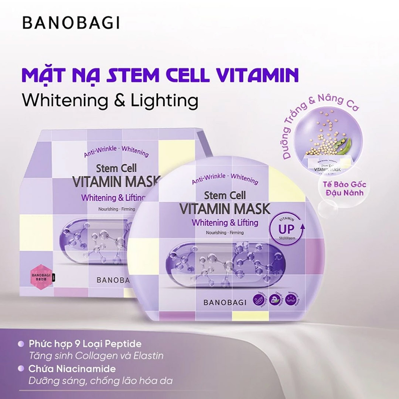 Mặt nạ BANOBAGI Stem Cell Vitamin Mask Whitening And Lifting miếng 30g