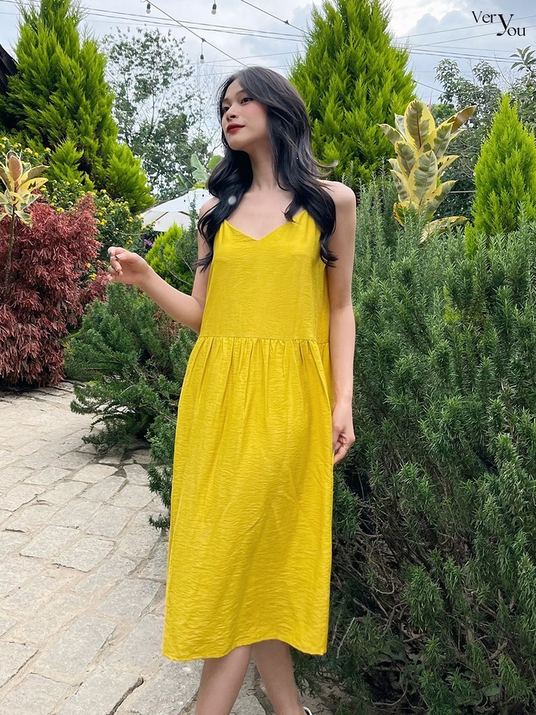 Đầm dây vàng tơ xước cơ bản SYV LE & CO