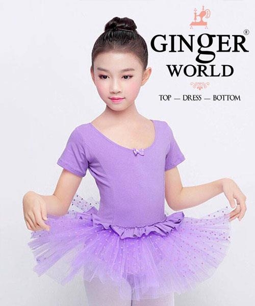 Đầm múa ballet bé gái Ginger World PD350 - Tím